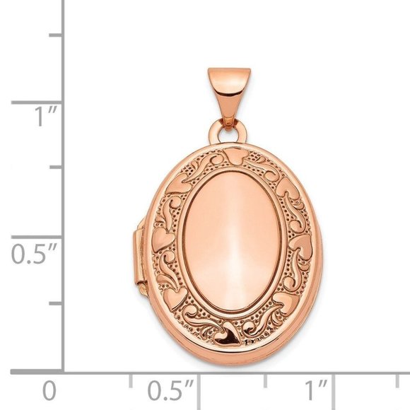 14K Rose Gold 21Mm Oval Locket New Free Engraving - Picture 2 of 4
